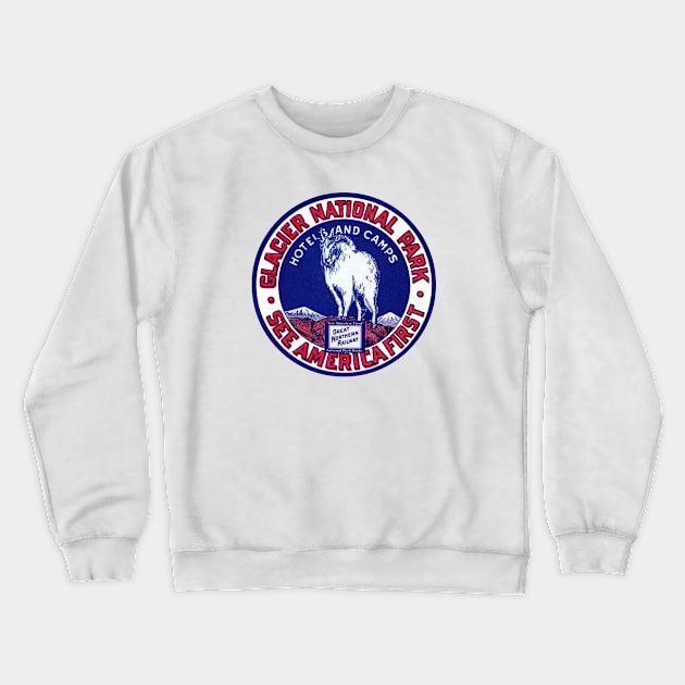 1940s Glacier National Park Crewneck Sweatshirt by historicimage